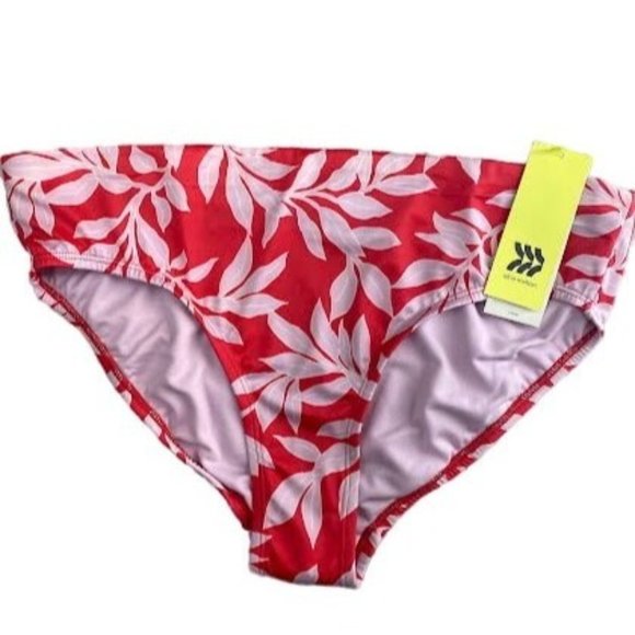 Women's Plus Size Hipster Bikini Bottom Medium Coverage Red Floral 3XL 24W/26W - Picture 3 of 9
